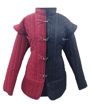 Abrigo Gambesón Medieval Mujer Grueso Acolchado Armadura Chaqueta Caballero Histórico Foto 1 de 4