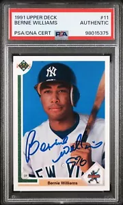 Bernie Williams Signed Auto 1991 Upper Deck NY Yankees Rookie RC Card #11 - PSA - Picture 1 of 3