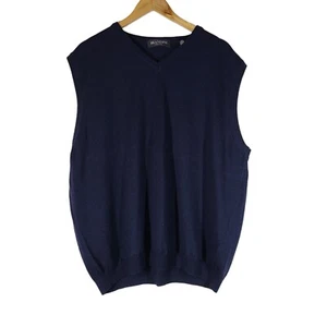 Brandini 100% Merino Wool Vest Adult XL Italian Extra Fine Navy Golf Casual Mens - Picture 1 of 5