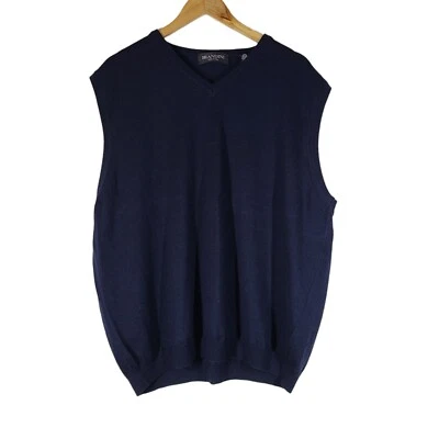 Brandini 100% Merino Wool Vest Adult XL Italian Extra Fine Navy Golf Casual Mens - Image 1 of 4