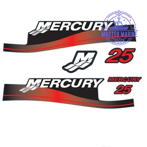 Decals Sticker Set for Mercury 25HP 1999-2006 TOP COWL Outboard Red - Picture 1 of 4