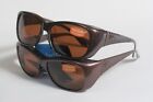 Two Pair New Bronze Women's Solar Shield Polarized Fit Over Sunglasses Sz. Large