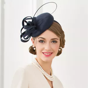 Mujer Fieltro Lana Fascinador Cóctel Boina Boina Boda Pastillero Sombrero Cabezal CK012 - Imagen 1 de 31