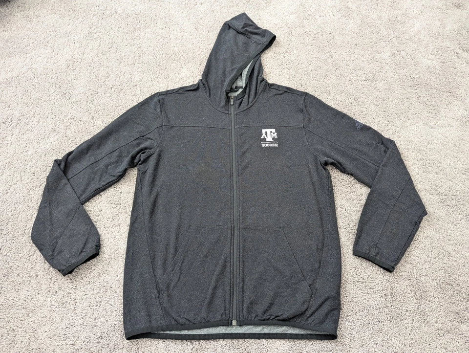 Sudadera con capucha de fútbol Texas A&M Aggies para hombre grande NCAA cremallera completa negra Adidas Foto 1 de 4