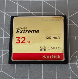 1 x 32 GB SanDisk Extreme 120MB/s COMPACT FLASH Memory Card CF * USED * - Picture 1 of 5
