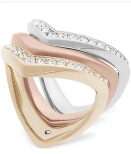 $115 Michael Kors tri tone 3 piece pave rings size 7 C10 - Picture 1 of 6