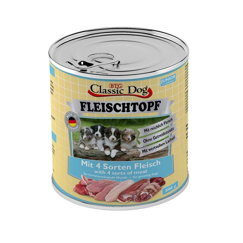 Classic Dog Fleischtopf Junior 4 Sorten Fleisch | 6 x 800g Hundefutter - Bild 1 von 1