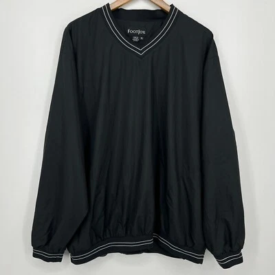 FootJoy Windbreaker Jacket Men's Size XL Black Pullover V-Neck Pockets Softshell - Image 1 of 4