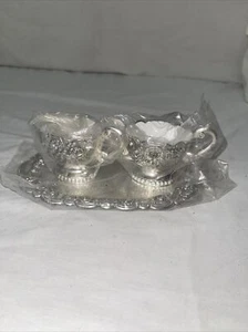 "Azúcar, crema y bandeja florales chapados en plata vintage Holiday Imports Japón 8""" - Imagen 1 de 4
