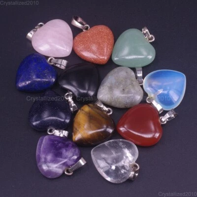 Натуральные драгоценные камни сердце смешанный камень рейки чакры исцеления бисер подвеска 20 мм медиатор - Изображение 1 из 4