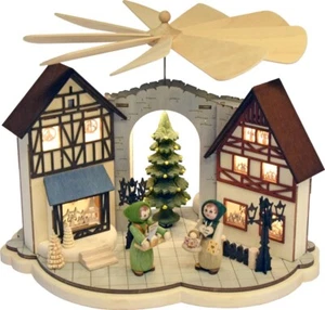 Hauspyramide Markt RATAGS Erzgebirge LED Fachwerk Weihnachten Deko Handarbeit - Bild 1 von 5