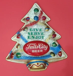 Insegna Albero di Natale Plastica 1969 Falls City Birra Vacuform Louisville KY Vintage RARA - Foto 1 di 6