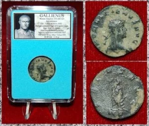 Antike Münze Römisches Reich von GALLIENUS PAX mit Olivenzweig und Zepter - Bild 1 von 4