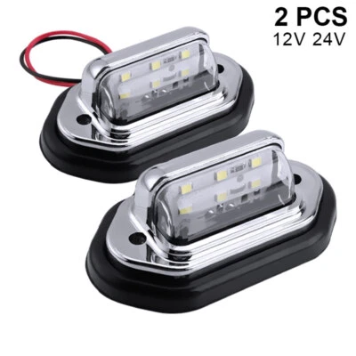 2Psc White LED License Plate Light Bulbs Car Truck Exterior Signal Lamps 12V 24V - Image 1 of 4