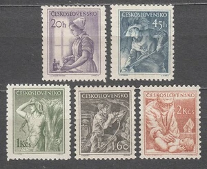 CZECHOSLOVAKIA 1954 **MNH SC#646+648+652+654+655 set, Working people (I). - Picture 1 of 1