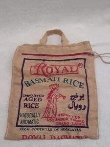 Vintage Royal Basmati Reis Sackleinen Handtasche Beuteltasche Tasche Mode Handarbeit? Unikat - Bild 1 von 3