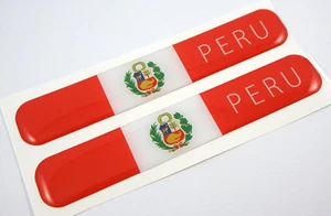 Peru Flag Domed Decal Emblem Resin car stickers 5"x 0.82" 2pc. - Bild 1 von 2