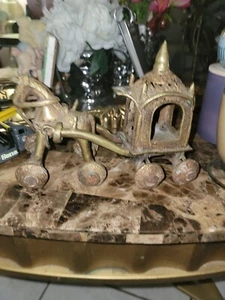 ANTIKER BRONZE PFERDEWAGEN WAGEN - Bild 1 von 8