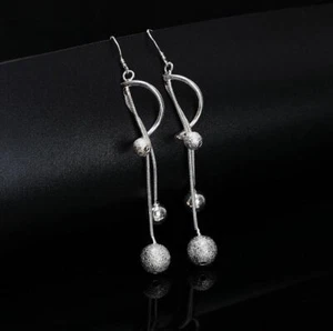 Boucles d'Oreilles Fantaisie Fils et Perles Couleur Argent - Bijoux des Lys - Foto 1 di 2