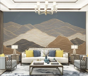 3D Abstract Line Mountain Self-adhesive Removeable Wallpaper Wall Mural - Picture 1 of 9