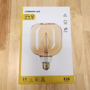 Ikea Lunnom Led Bulb-Shaped Brown Gold Peachy Clear Glass 5" - Picture 1 of 2