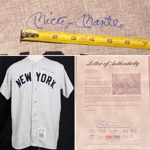 MICKEY MANTLE SIGNED YANKEES #7 MITCHELL & NESS JERSEY PSA *HUGE* AUTO PSA/DNA - Picture 1 of 6