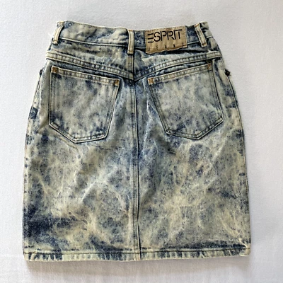 Vintage Esprit Jeans Acid Washed Denim Skirt Blue 24” Waist Made USA Rare HTF - Image 1 of 4