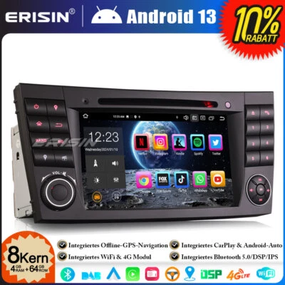 8-Kern 64GB Android 13 Autoradio GPS Navi DAB+BT Mercedes E/CLS Klasse W211 W219 - Bild 1 von 4