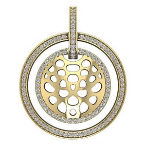 I1 G 1.25Ct Round Cut Diamond Circle Pendant Necklace 14K Yellow Gold Prong Set