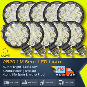 10 x 14 LED 48w Work Light Bar Flood Spot Lights for Trucks SUV ATV Offroad Fog - Imagen 1 de 7