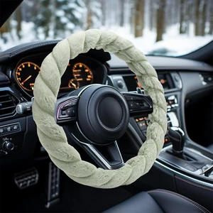 Cubierta de volante de coche mullida verde, protector de felpa suave, ruedas de 14-14,9 pulgadas - Imagen 1 de 11