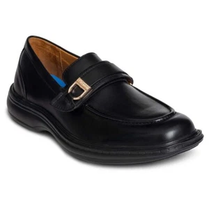 NEW MENS LOAFER DR. COMFORT JOHN SIZE 8.5 W BLACK HOOK CLOSURE REMOVABLE SOLE - Picture 1 of 8
