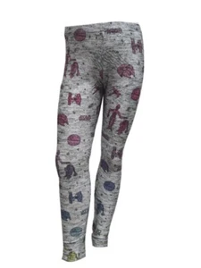 TEREZ Girl's Grey Star Wars Doodle Leggings #4018341 NWT - Picture 1 of 2