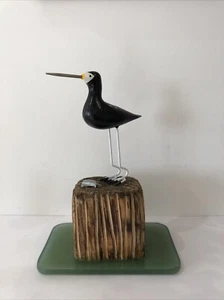 Wooden Sea Birds on Resin And Driftwood Plinth , Standing Ornament Sculpture, - Picture 1 of 4