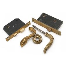 Lot of 6 mix Door Lever Handle Solid Brass Backplate Mortise For Parts Vintage