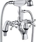 Victorian Bath Taps with Shower,Luckyhome Traditional 1/4 Turn Dual Sliver 