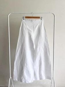 Sarah Pacini Women's White Wide-Leg Pants Light Linen-Blend Ballon Trousers Sz S - Picture 1 of 6