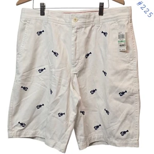 Izod Saltwater White Navy Lobster Shorts Men's Size 34 Beach Cruise Pool - Picture 1 of 11