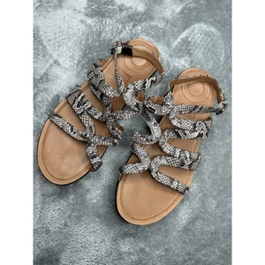 Sandalias planas de cuero gladiador FITFLOP Strata con tiras con estampado de serpiente talla 6 - Imagen 1 de 5
