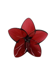 Baccarat Figure Bloom Crystal Flower Red Baccarat With Box USED - Picture 1 of 6