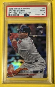 2018 Topps Chrome RAFAEL DEVERS RC REFRACTOR PSA 9 Red Sox Rookie Now W/ Giants - Picture 1 of 2