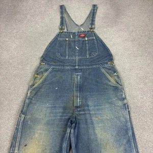 Dickies Dungarees Adult 36x32 Blue Overalls Bib Denim Work Wear Carpenter Mens* - Picture 1 of 12