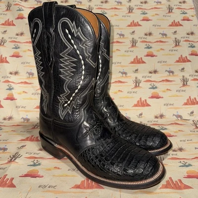 Lucchese Men’s 10 EE Black Round Toe Caiman Alligator Western Boots Cowboy - Image 1 of 4