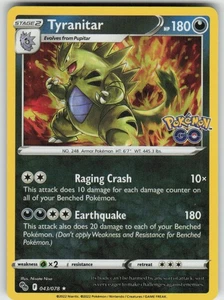 Tyranitar Holo Rare Pokemon GO 043/078 Holo LP-NM - Picture 1 of 2