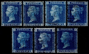 1858-69 2d Blue SG 45 - 46 Plate 7 to 15 Complete Set 2d Plate Numbers Very Fine - Picture 1 of 1