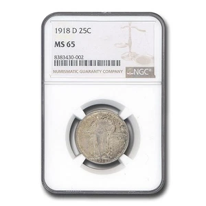1918-D Standing Liberty Quarter MS-65 NGC - Picture 1 of 3