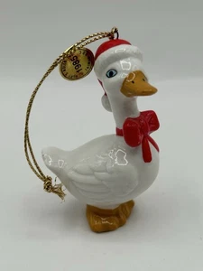VTG 1985 Kurt Adler Ceramic Goose Christmas Ornament 2 3/4" Tall with Tag - Picture 1 of 5