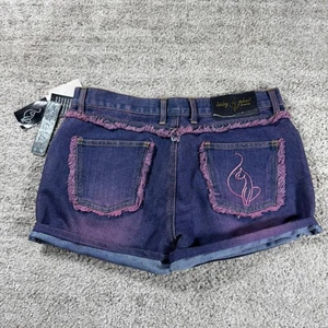 Y2K 2000’s Baby Phat Embroidered Fringe Grunge Punk Skater Short Denim Shorts - Picture 1 of 7