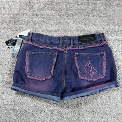 Y2K 2000’s Baby Phat Embroidered Fringe Grunge Punk Skater Short Denim Shorts - Image 1 of 4