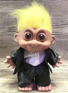 Vintage Bootleg Groom Troll Doll Yellow Hair Original Black Tuxedo Wedding 17cm - Picture 1 of 7